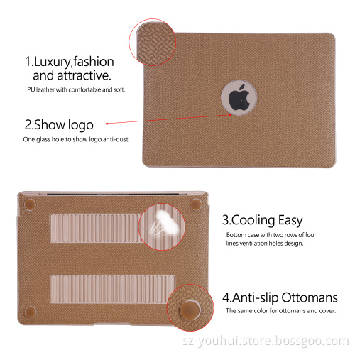 Factory Price Weave Pattern Leather Cover Shell Hard Case for Macbook 11" 12" 13" 15"